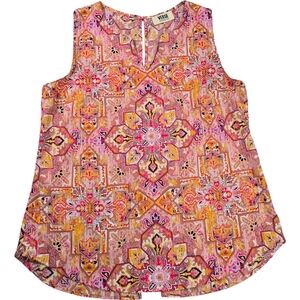 VERSE Women Medium Tank Top Jory Pink Purple Aztec Boho Spring Easter EUC USA